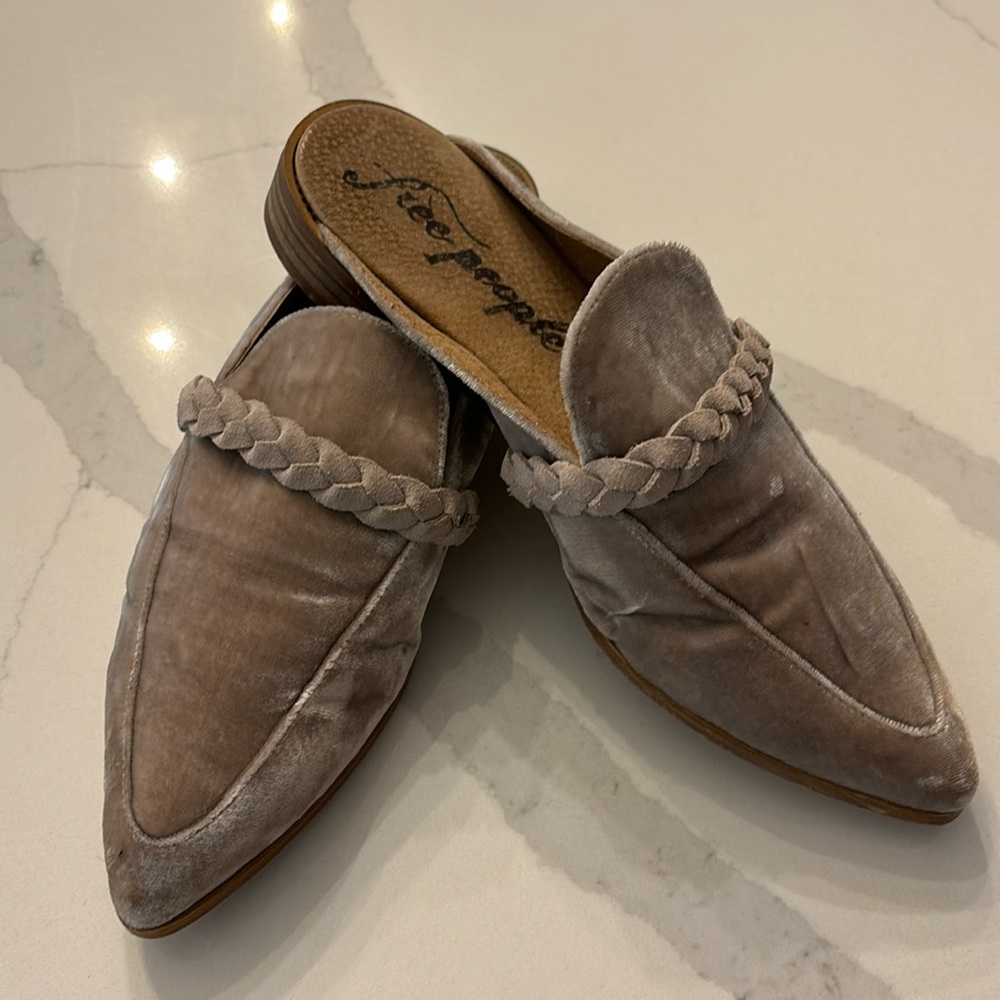 Free People velvet loafer mules